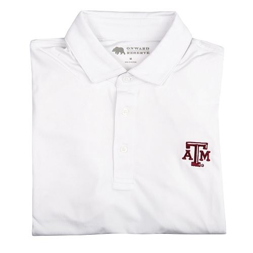 Onward Reserve Texas A&M Short Sleeve Polo - Solid White