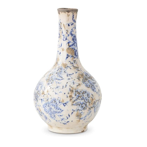 Blue White Ceramic 7.75" Vase