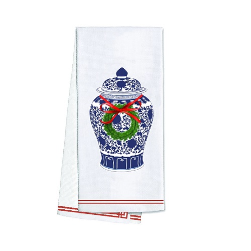 Christmas Ginger Jar Cotton Tea Towel Berings