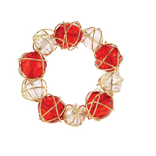 Bodrum Crystal Bauble Napkin Ring - Red/Clear