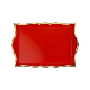 Vietri Florentine Small Rectangular Tray - Red/Gold