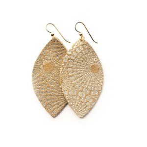 Keva Style Gold Starburst Leather Earrings