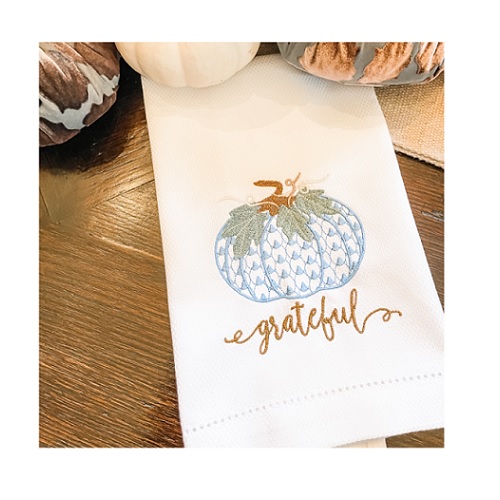 Blue Grateful Pumpkin Guest Towel