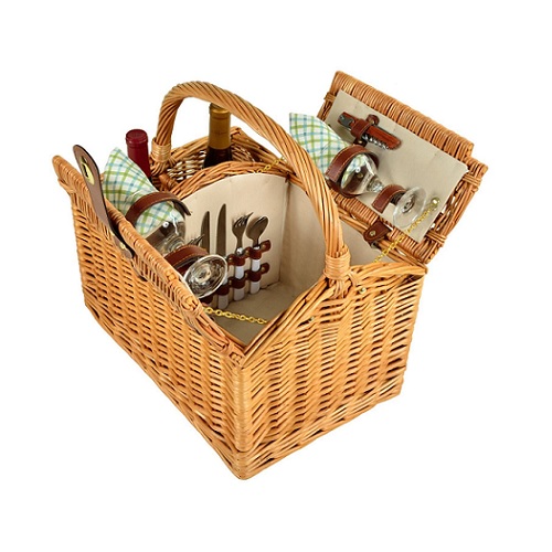 Picnic at Ascot Vineyard Willow Picnic Basket For 2 Gazebo Berings