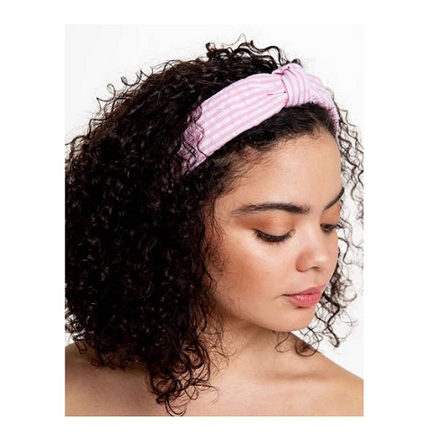 Top Knot Seersucker Headband - Pink