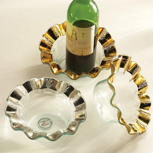 Annieglass Gold Ruffled Wine Coaster