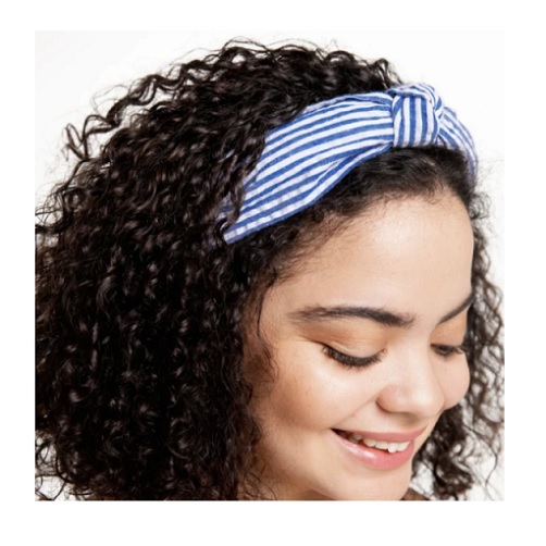 Top Knot Seersucker Headband - Blue