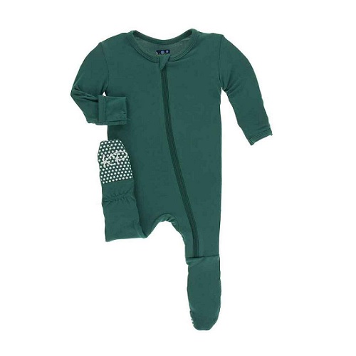Kickee Pants Solid Footie with Zipper - Ivy