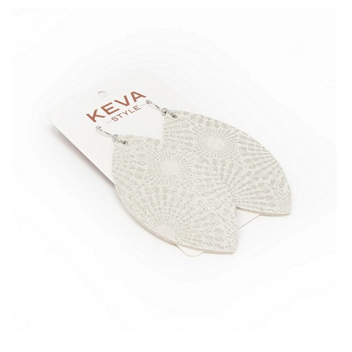 Keva Style Silver Starburst Leather Earrings
