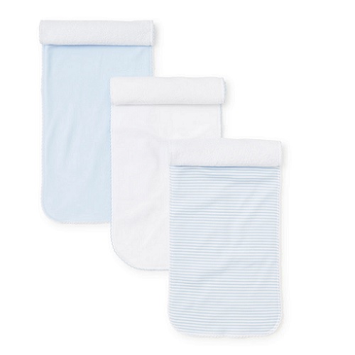 Kissy Kissy Blue Stripe 3 Pack Burp Set w/ Tulle Bag