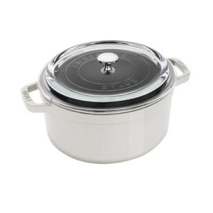 Staub Cast Iron 4qt Cocotte With Glass Lid - White Truffle  