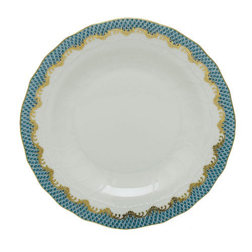 Herend Fish Scale Turquoise Dessert Plate
