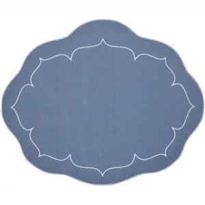 Skyros Linho Oval Linen Mat - Blue