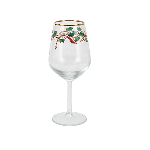 Vietri Holly Wine Glass