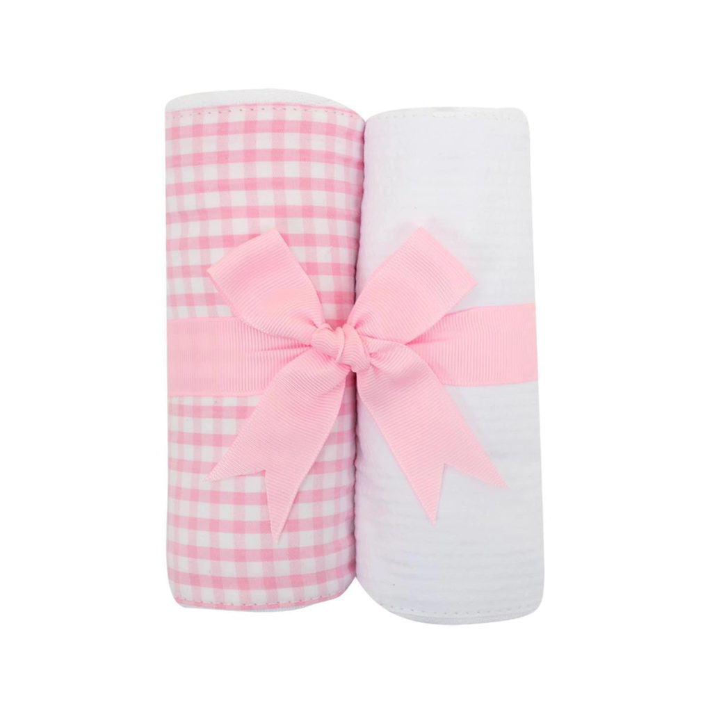 3 Marthas Pink Check Set of Two Fabric Burps