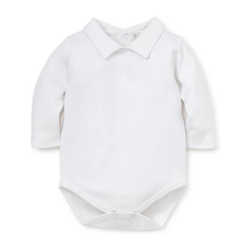 Kissy Kissy Basics Long Sleeve Collar Bodysuit - White