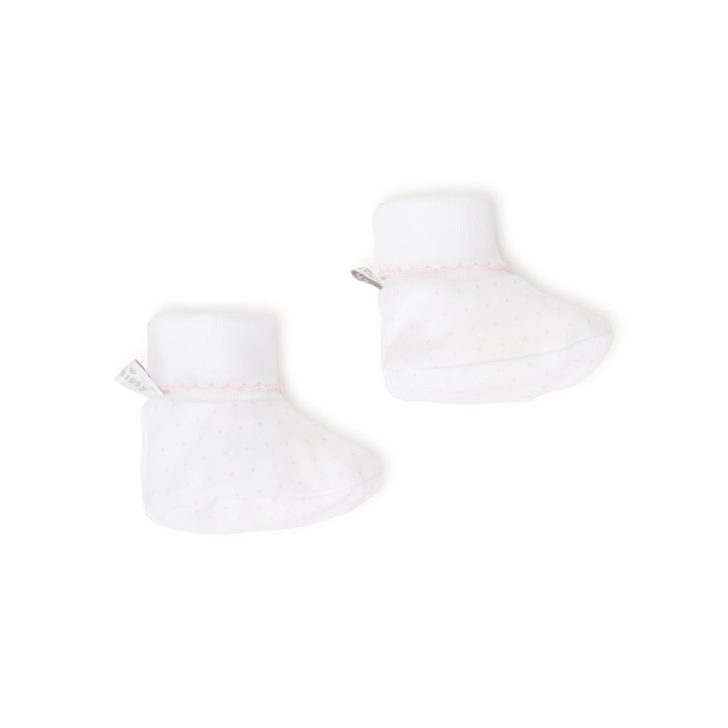White/Pink New Kissy Dots Print Booties