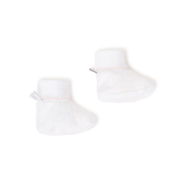 White/Pink New Kissy Dots Print Booties