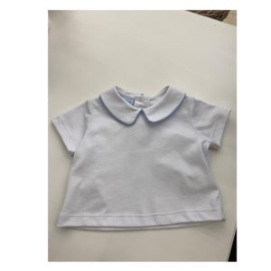 Petit Bebe White Knit Shirt With Blue Check