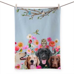 Dogs And Birds Tea Towel