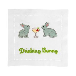 August Morgan Drinking Bunny Cocktail Napkin Set/4