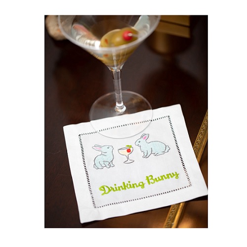 August Drinking Bunny Cocktail Napkin Set/4 Berings