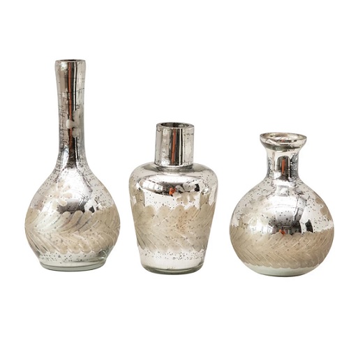 Etched Mercury Glass Vase 3 Styles