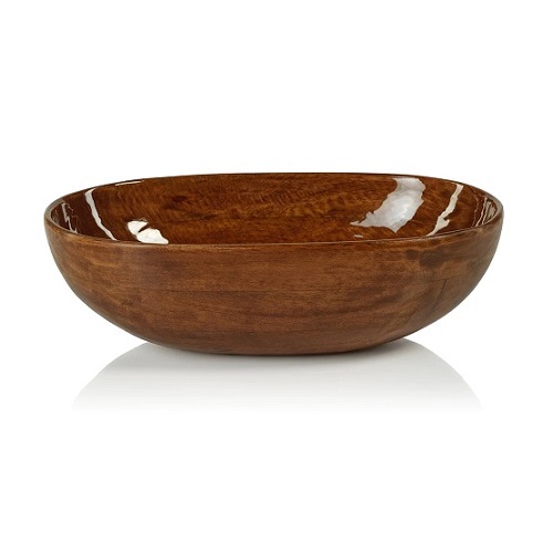 Zodax Gabonese Oval Mango Wood Bowl - Walnut Enamel