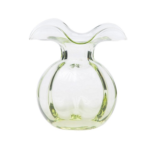 Vietri Hibiscus Medium Glass Flutted Vase - Green