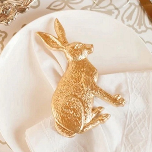 Golden Rabbit Napkin Ring Berings