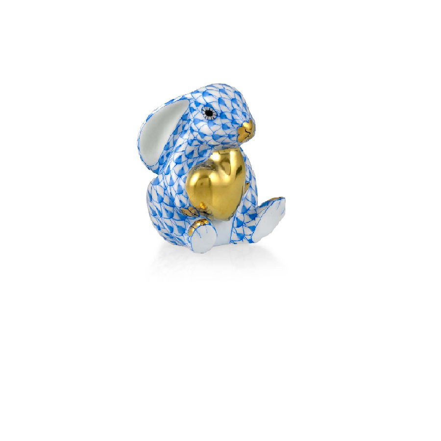 Herend Bunny with Heart - Blue