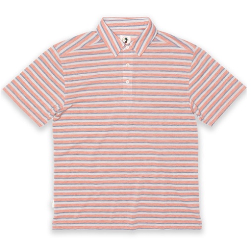 Duck Head Perry Stripe Performance Polo - Apricot Brandy Heather