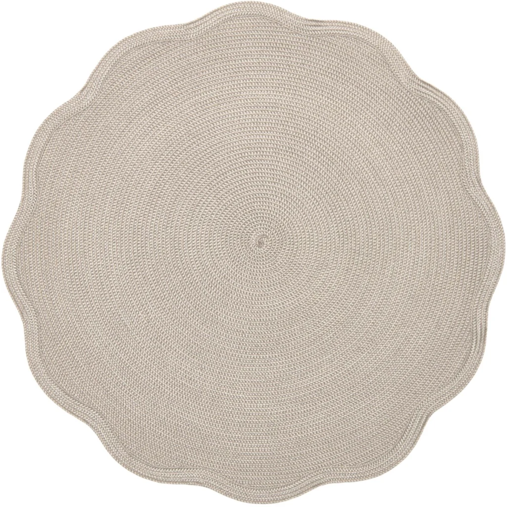 Deborah Rhodes Round Scallop Placemat - Silver Sand