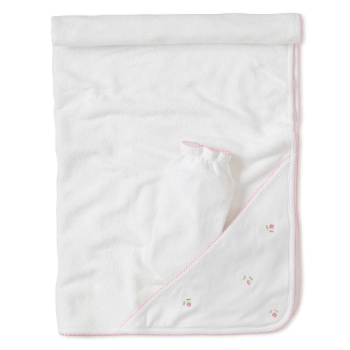 Garden Roses Hooded Towel with Mitt
