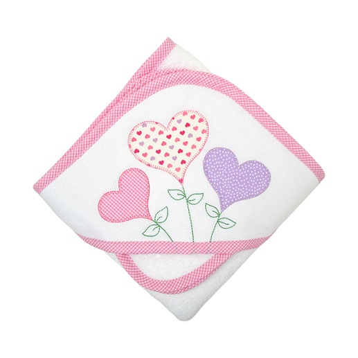Hearts Hooded Towel/Washcloth Set