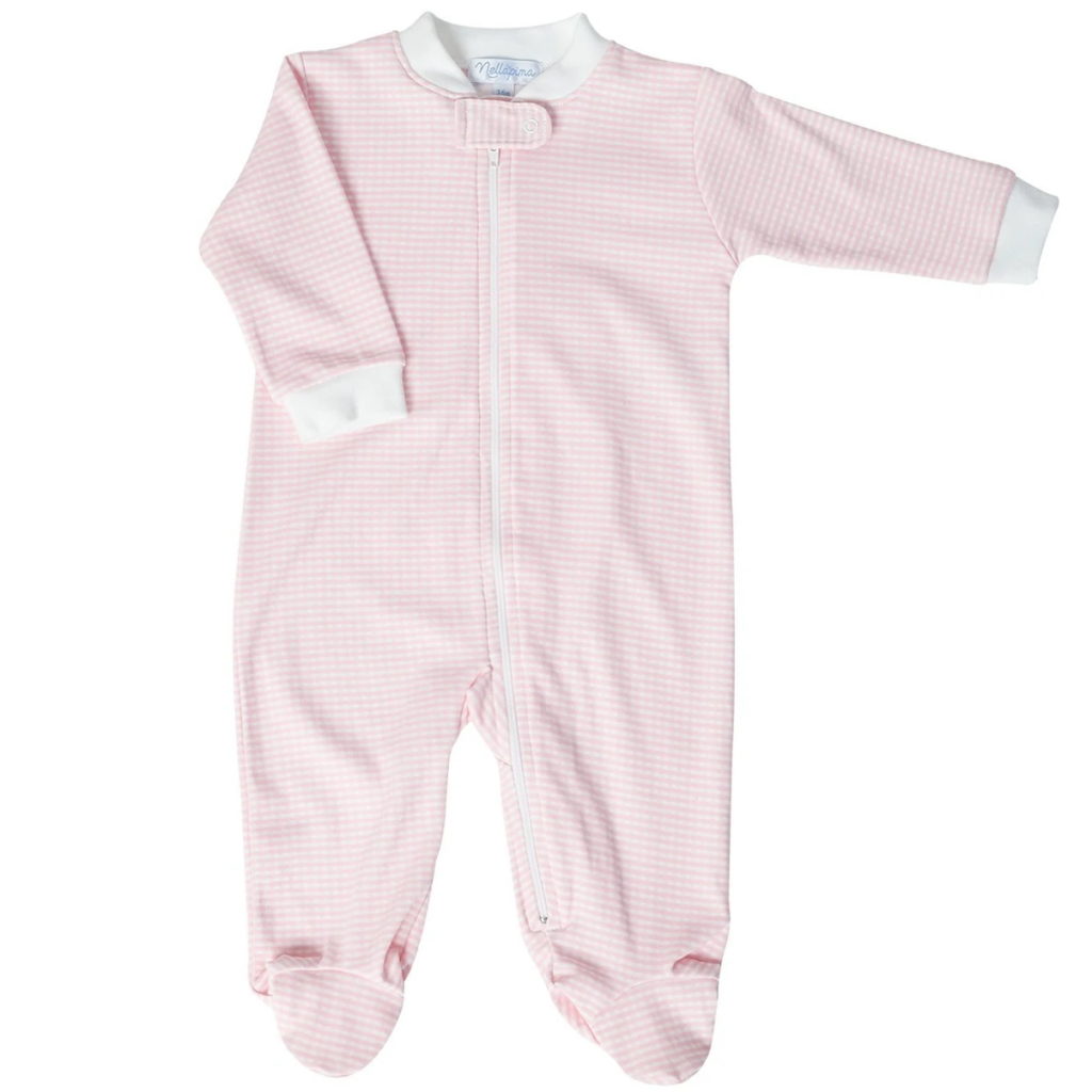 Nella Pima Pink Gingham Zipper Footie Nella Pima Pink Gingham Zipper Footie