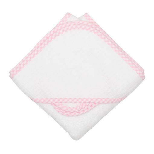 Pink Check Hooded Towel/Washcloth Set
