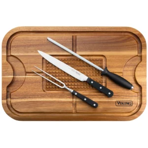 Viking Acacia Carving Board with 3 Piece Carving Set