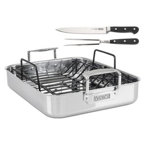 Viking 3-Ply Roasting Pan with Rack and 2-Piece Carving Set