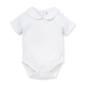 White Kissy Basics SS Bebe Collar Bodysuit