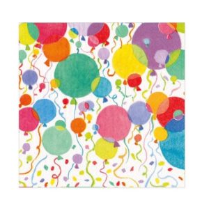 Balloons and Confetti Paper Cocktail Napkins - White