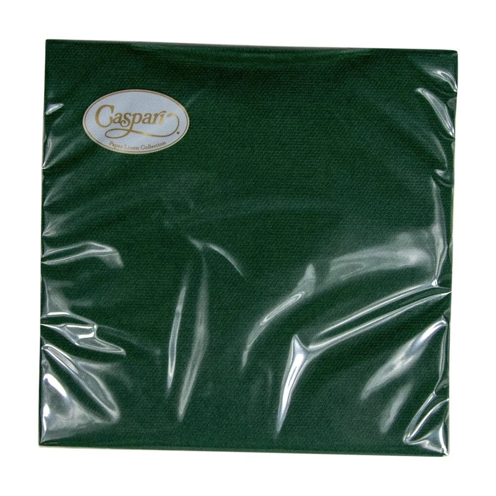 Caspari Paper Linen Cocktail Napkins - Hunter Green