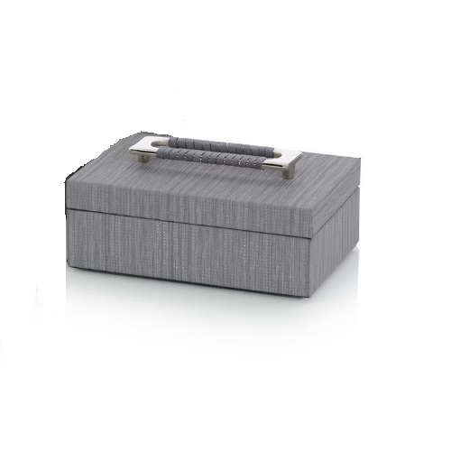 Charcoal Confetti Leather Box - Small