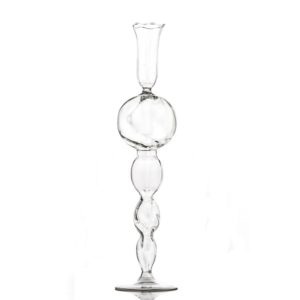 Clear Glass Candlestick with Large Round Ball