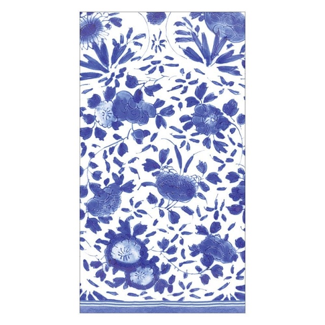 Caspari Delft Paper Guest Towel Napkins - Blue