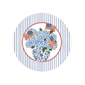 Caspari Flags and Hydrangeas Paper Salad/Dessert Plates