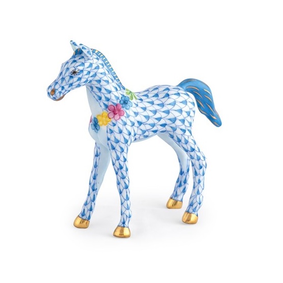 Herend Foal With Flowers - Blue
