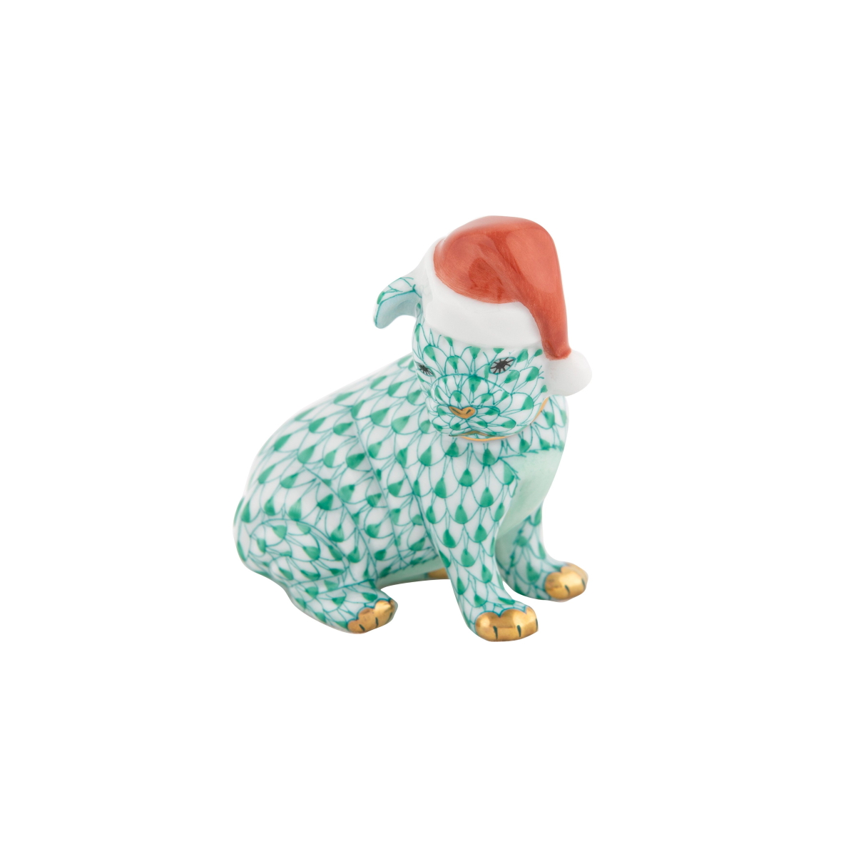 Herend Santa Puppy - Green