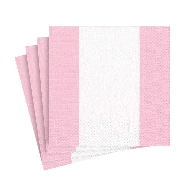 Bandol Stripe Paper Luncheon Napkins in Petal Pink