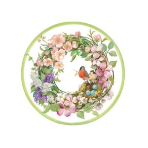 Caspari Spring Wreath Paper Salad & Dessert Plates  